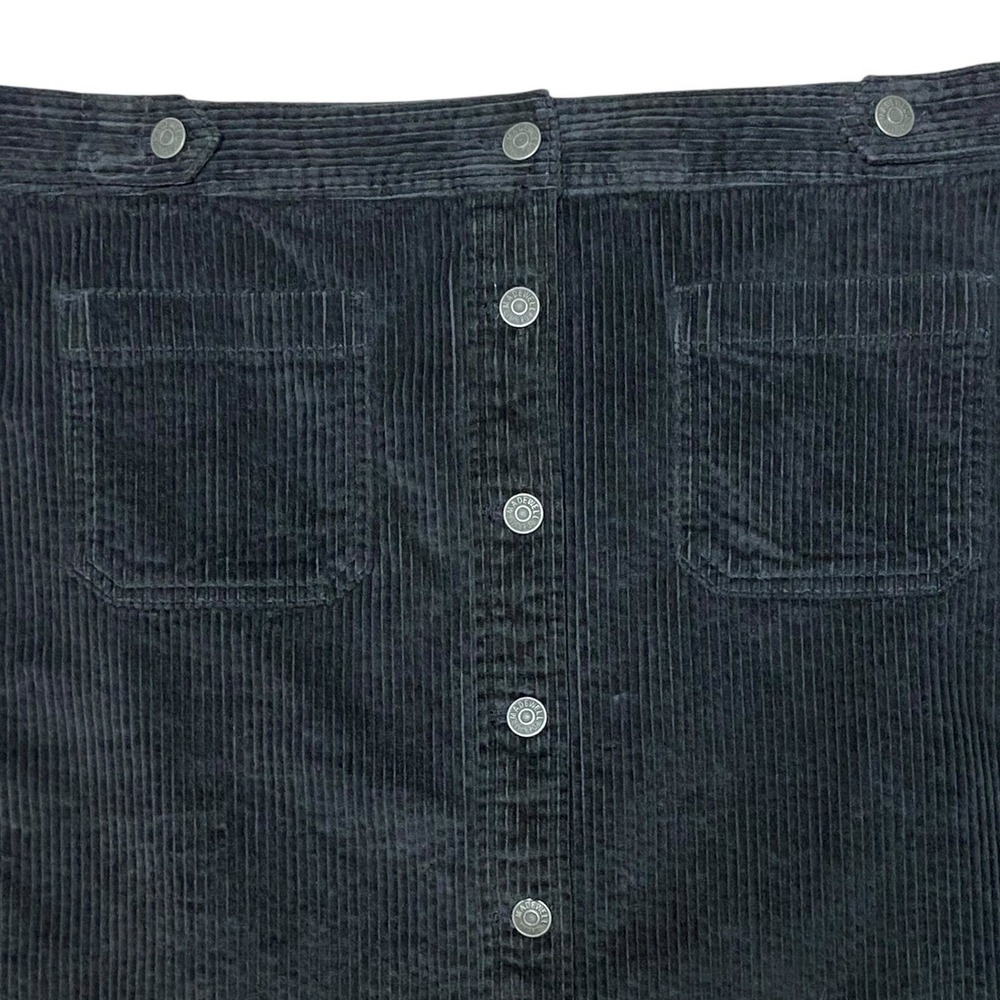 Madewell NEW Black Corduroy Button Front Mini Skirt Dark Academia Retro Size 14 - Picture 6 of 8